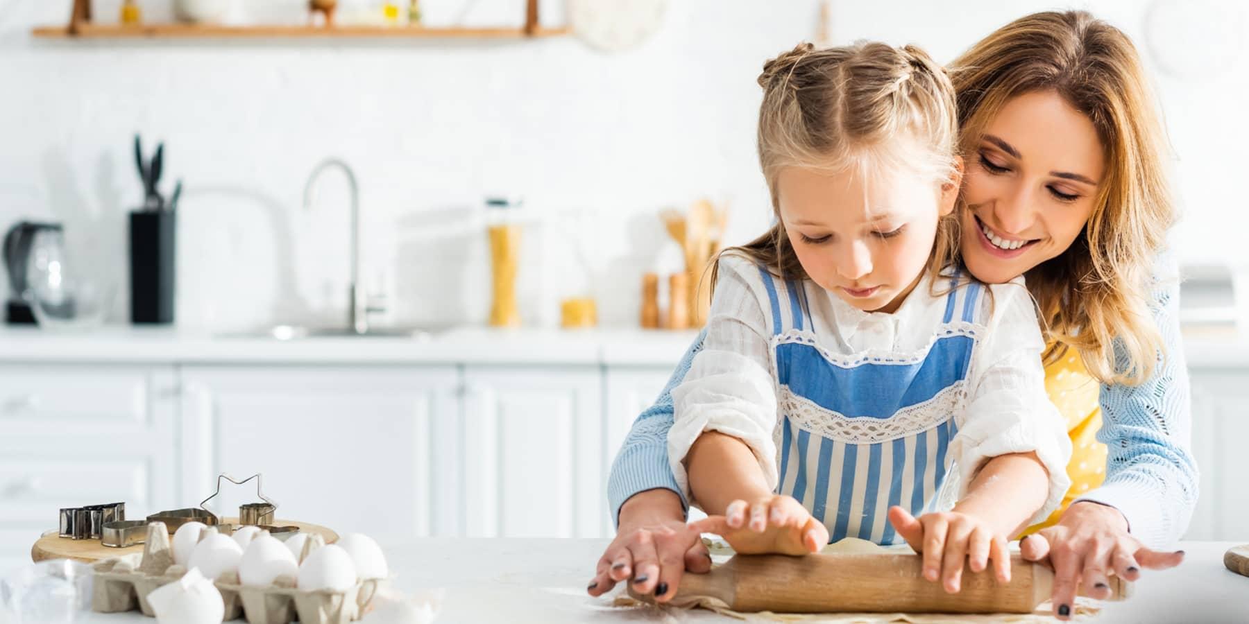 Photo: Mom and daughter baking